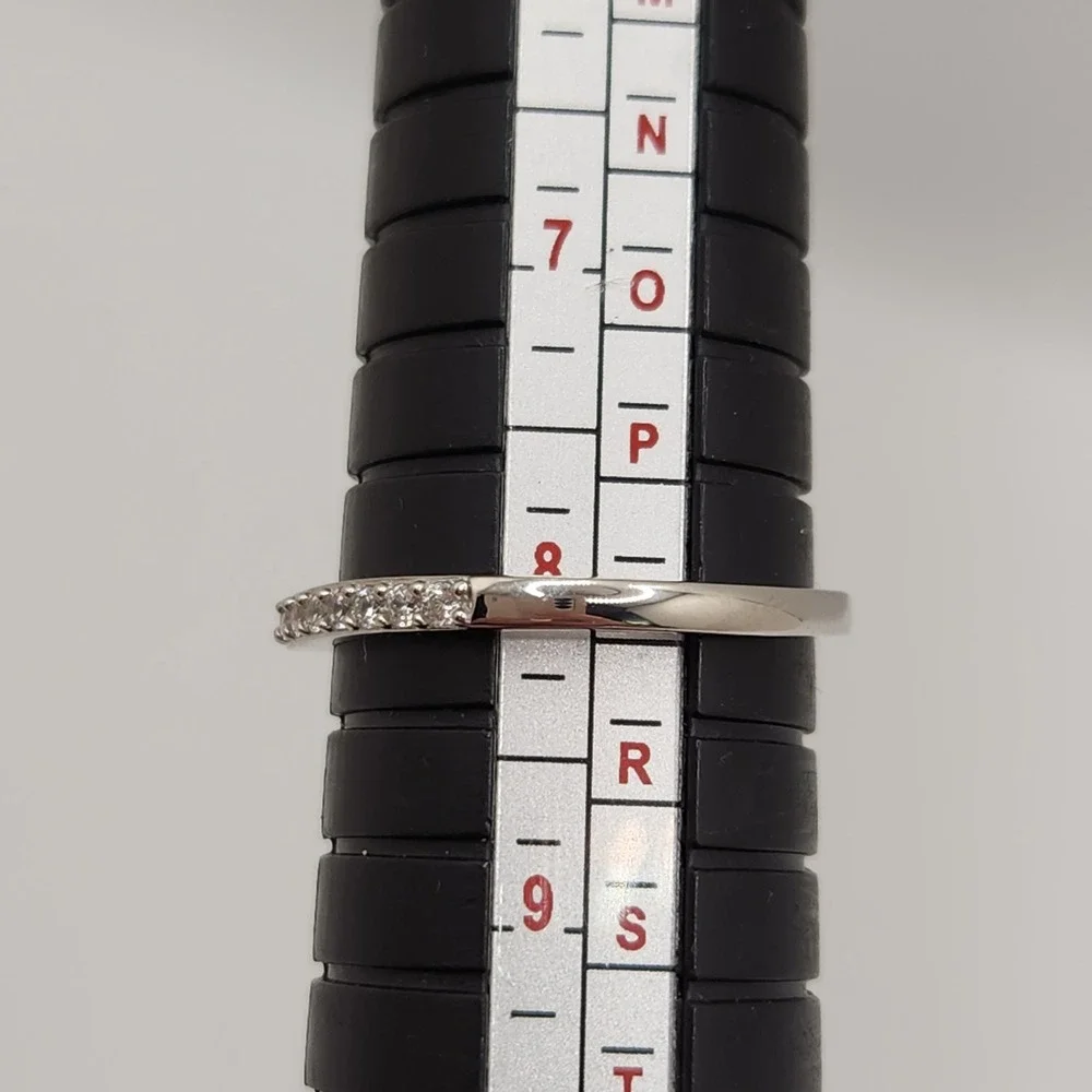 925 Sterling Silver Cubic Zirconia Half Eternity Stacking Band Ring Size 8